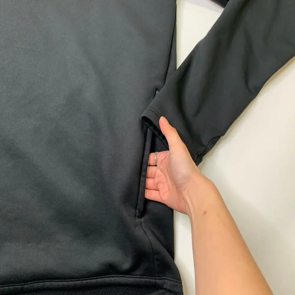 Nike Training Shirt Womens L Large Black Gray Sportswear Club Fleece Half Zip